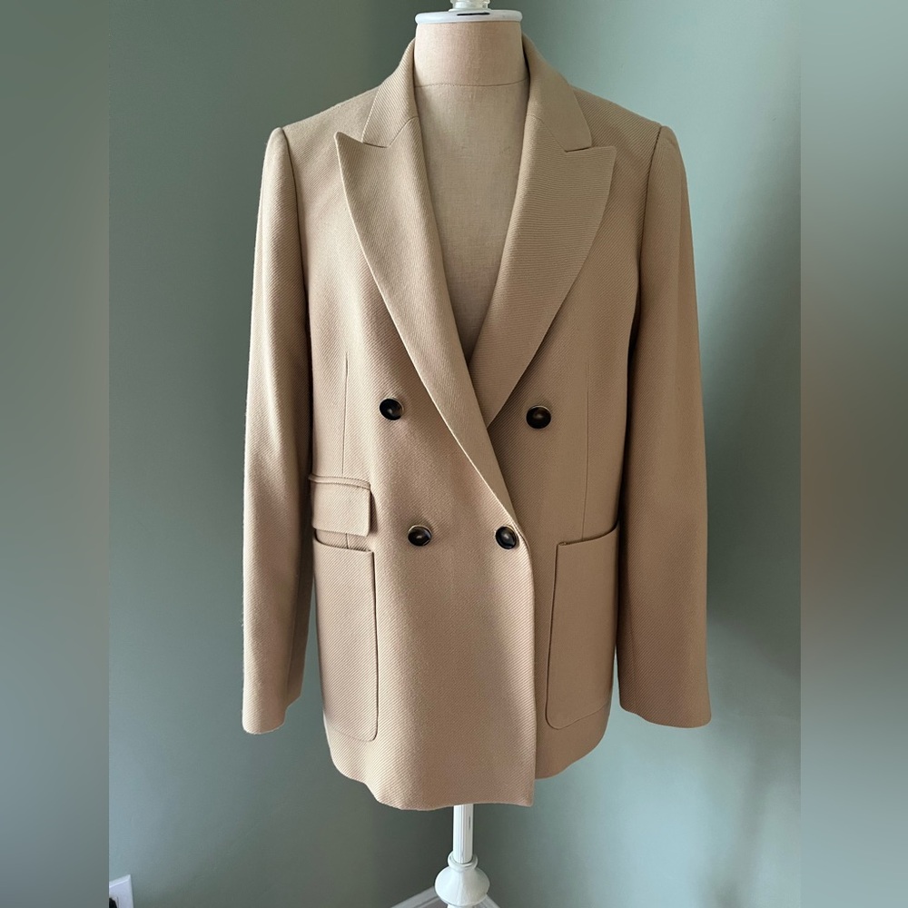 Reiss Tan Double-Breasted Blazer